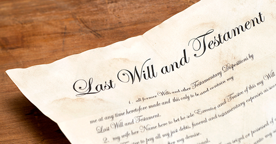 A last will and testament on a table