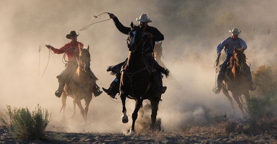 Cowboys on horseback