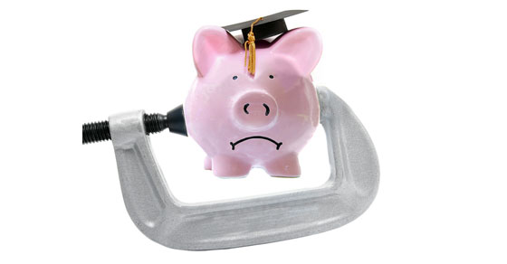 Piggy bank in a vise