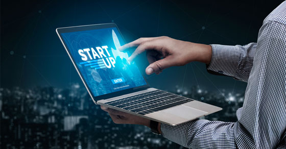 Man working on laptop