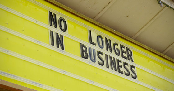 No longer in business sign